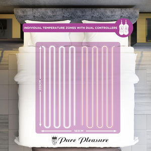 Pure Pleasure Extra Length Sherpa Fleece Fitted Electric Blanket with Skirt