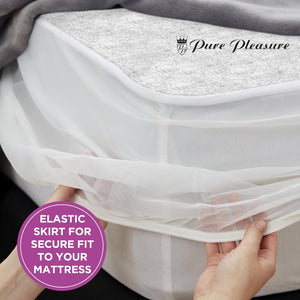 Pure Pleasure Extra Length Sherpa Fleece Fitted Electric Blanket with Skirt