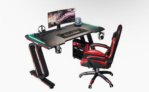 TechPro Ergonomic LED Gaming Computer Desk 100cm
