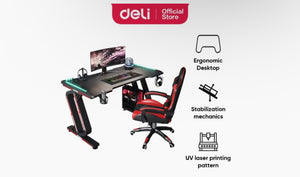 TechPro Ergonomic LED Gaming Computer Desk 100cm