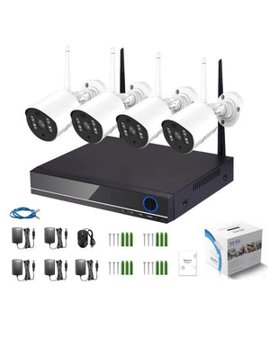 Security Camera System Kit+ 500 GB HDD + 8CH 2MP WiFi NVR + 4 2MP Cameras - No 500GB hard drive included.